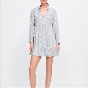 Zara Gray Pom-Pom mini dress